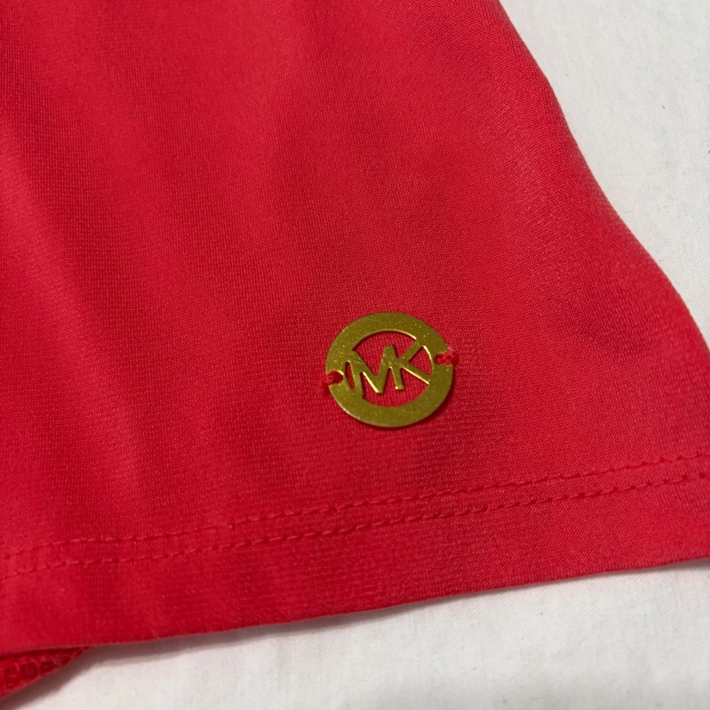 Michael Kors Red Ladder Cutout Shoulder Short Sleeve Top Blouse Womens Large - Picture 6 of 7
